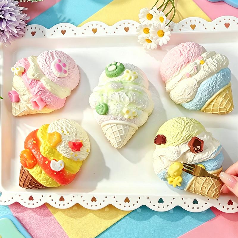 3 個ご購入につき 1 個進呈「 コーンアイス」　taonini コーンアイス 　手作り無毒 食品級シリコン スクイーズ 伸張玩具 スクイーズ ゆっくりとした反動でストレス解消になるおもちゃ