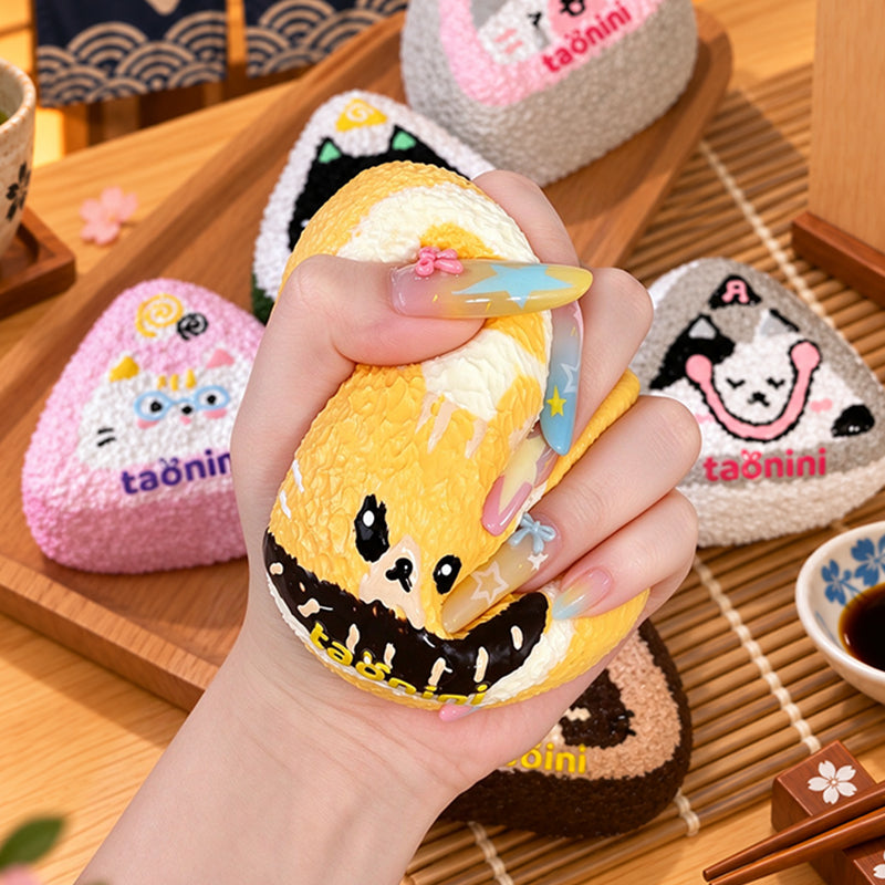 個性にゃんこおにぎりtaonini 泥感　手作り無毒 食品級シリコン スクイーズ ゆっくりとした反動でストレス解消になるおもちゃ