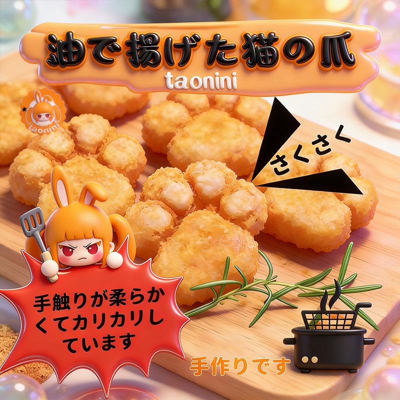 3 個ご購入で 1 個無料TAONINI猫の爪フライです 泥感　手作り無毒 食品級シリコン スクイーズ