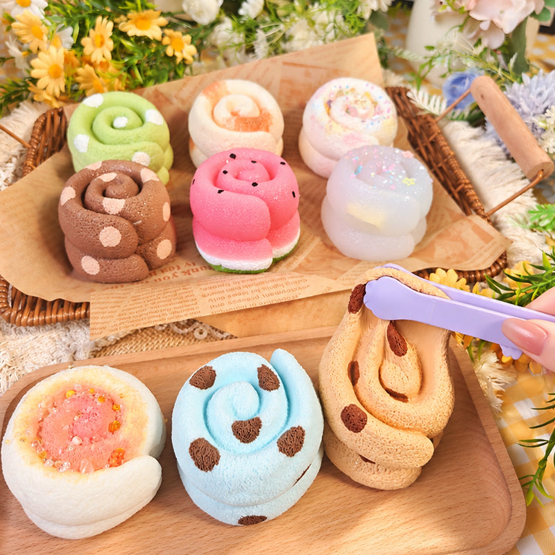 タオルロールシリーズ泥感じ　手作り無毒 食品級シリコン スクイーズ 伸張玩具 スクイーズ ゆっくりとした反動でストレス解消になるおもちゃゆっくりとした反動でストレス解消になるおもちゃ