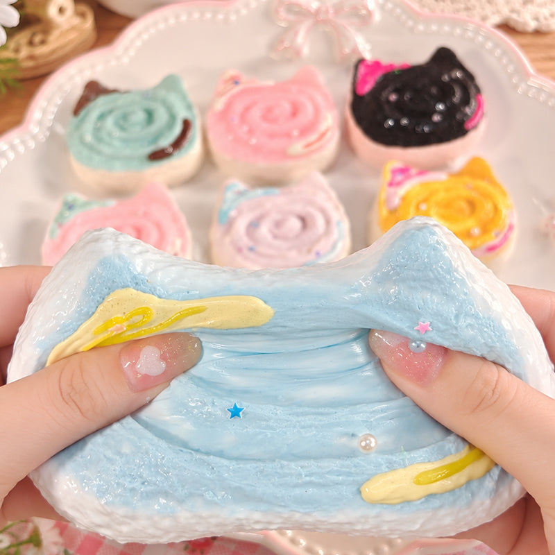 巻き巻き猫頭 taonini  泥感　手作り無毒 食品級シリコン スクイーズ 伸張玩具 スクイーズ ゆっくりとした反動でストレス解消になるおもちゃ