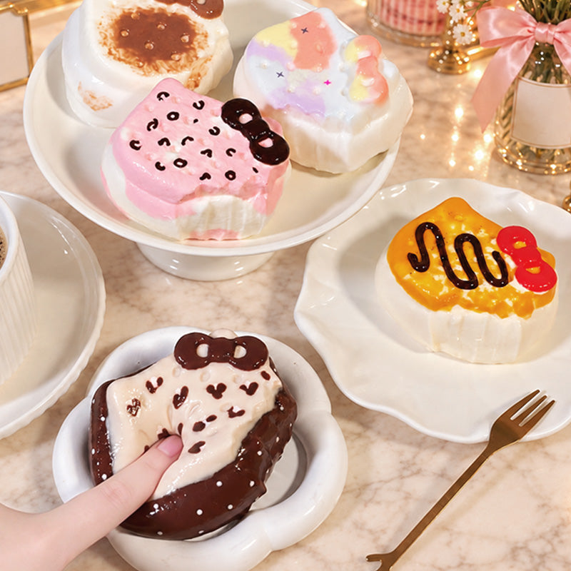 リボンサンドクッキー taonini  泥感　手作り無毒 食品級シリコン スクイーズ 伸張玩具 スクイーズ ゆっくりとした反動でストレス解消になるおもちゃ