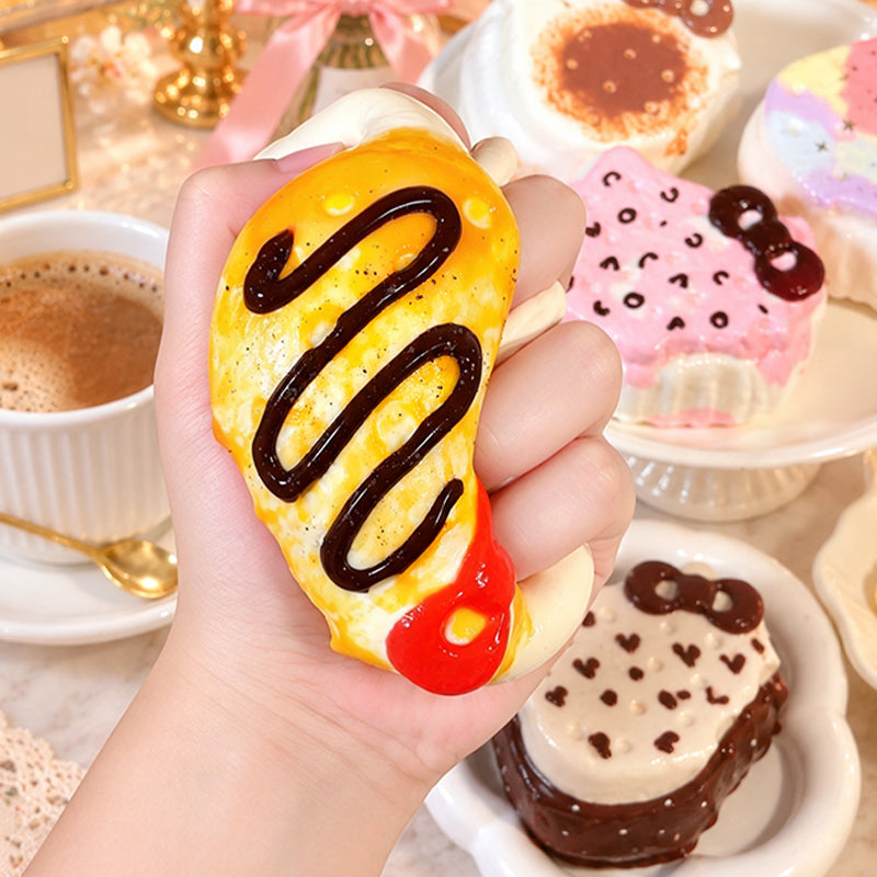 リボンサンドクッキー taonini  泥感　手作り無毒 食品級シリコン スクイーズ 伸張玩具 スクイーズ ゆっくりとした反動でストレス解消になるおもちゃ