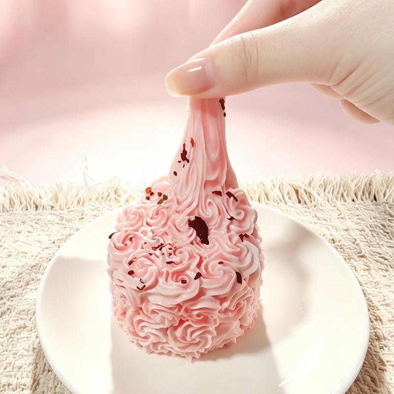 3 個ご購入につき 1 個進呈「バラのバターケーキ」　taonini バラのバターケーキ 薄いクリームです　手作り無毒 食品級シリコン スクイーズ 伸張玩具 スクイーズ