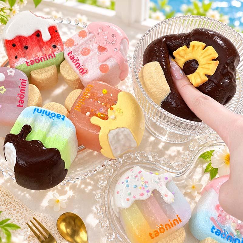 ひとくちつまみ食いシリーズ泥感じ　手作り無毒 食品級シリコン スクイーズ 伸張玩具 スクイーズ ゆっくりとした反動でストレス解消になるおもちゃゆっくりとした反動でストレス解消になるおもちゃ