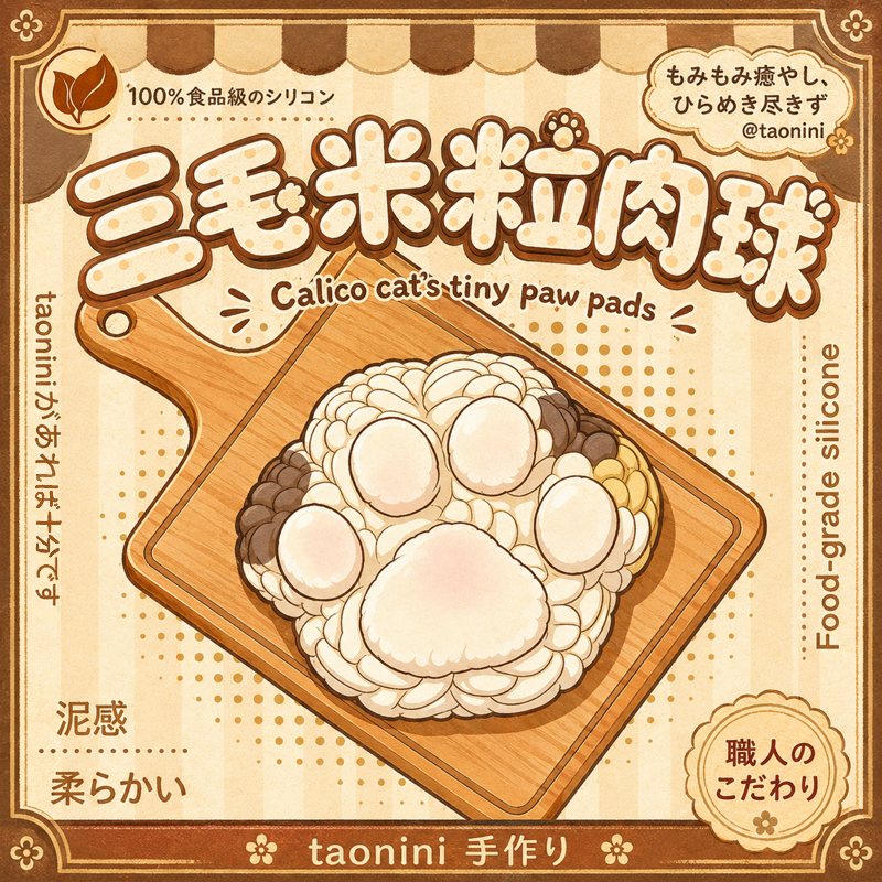taonini 三毛猫の肉球　手作り無毒 食品級シリコン スクイーズ ゆっくりとした反動でストレス解消になるおもちゃ