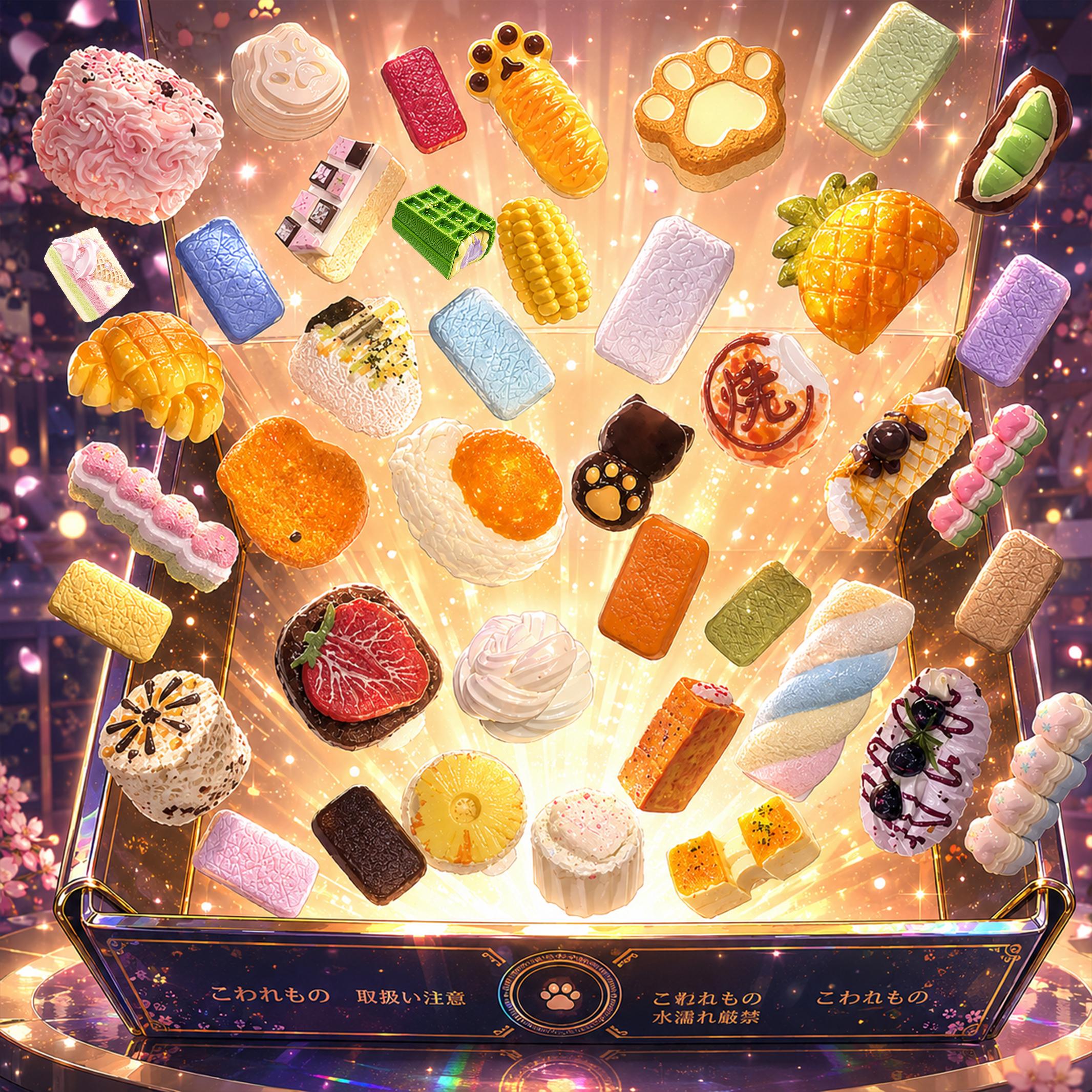 A+.  S.  SSS. 拆拆楽 taonini 1買い＝4個ゲット，999円、1発買うと1発， バラプレタイム 手作り無毒 食品級シリコン スクイーズ 伸張玩具 スクイーズ,ゆっくりとした反動でストレス解消になるおもちゃ