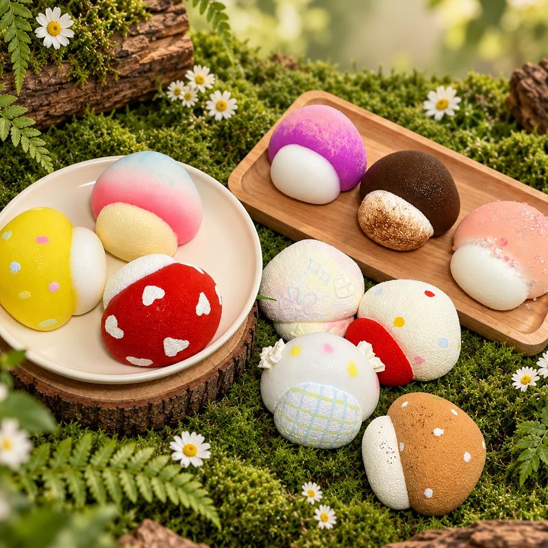 小さなキノコシリーズtaonini  泥感　手作り無毒 食品級シリコン スクイーズゆっくりとした反動でストレス解消になるおもちゃ